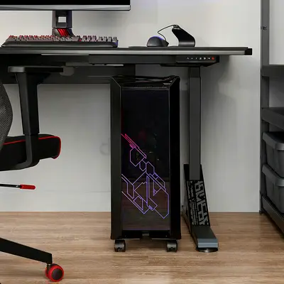 Ikea UPPSPEL Computer CPU stand with castors, dark grey