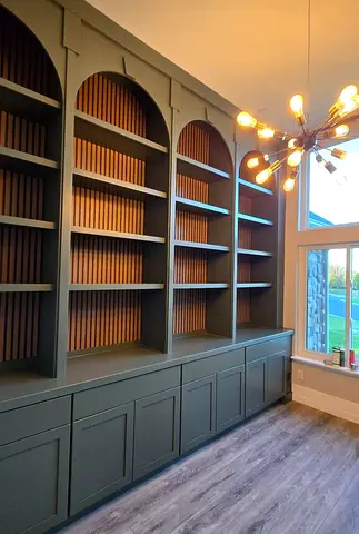 Book case with shelves and panels