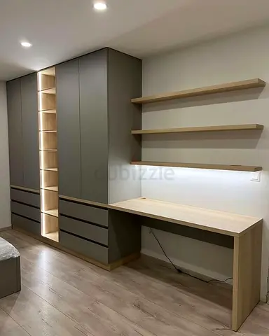 Stylish Modern Home Office Cabinet with Desk