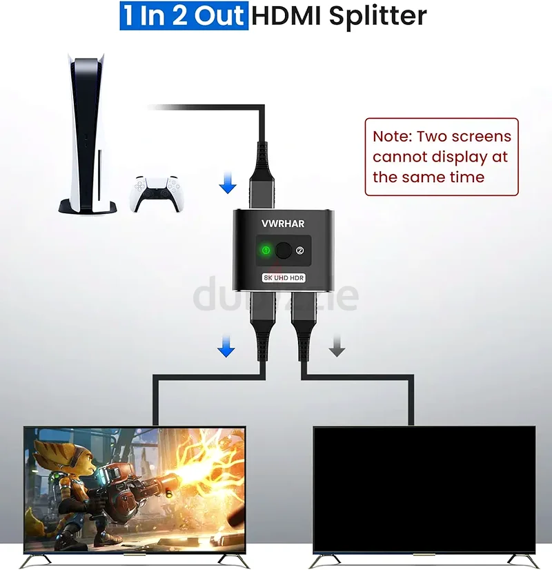 VWRHar HDMI 2.1 Switch 8K HDMI Splitter HDMI Switcher Ultra HD High Speed 48Gbps HDMI 2.1 Splitter S63263526455171113