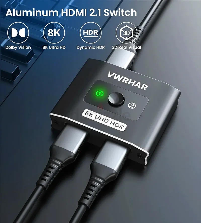 VWRHar HDMI 2.1 Switch 8K HDMI Splitter HDMI Switcher Ultra HD High Speed 48Gbps HDMI 2.1 Splitter S63263526455171112