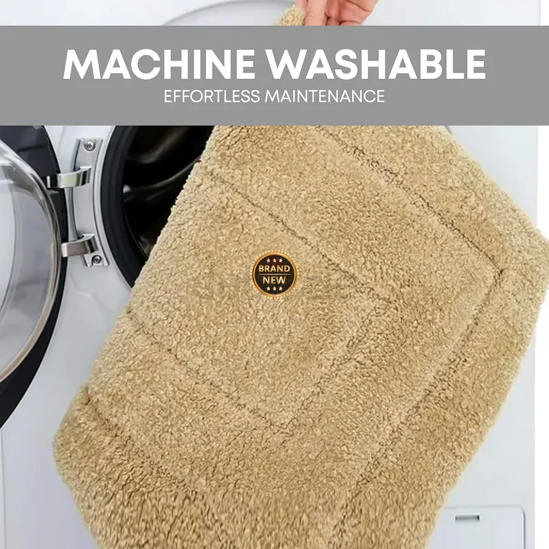 2219 - 2-Piece Bathroom Mat Set | Non-Slip Washable Bath Mats, Stain-Resistant Thin Geometric Flock63184722302337111