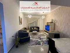For rent monthly - fully furnished one-room apartment and living room - Sharjah - Al Qasba - with in
