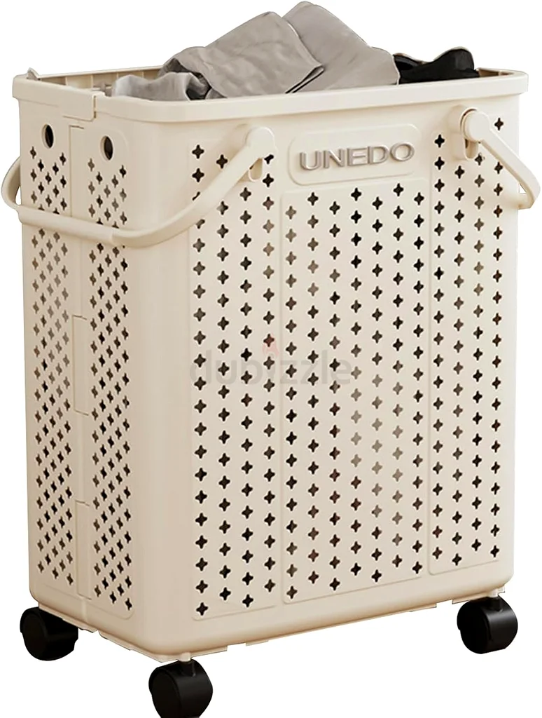 2238 - Narrow Laundry Basket with Wheels and Handle, 40L Slim Foldable Laundry Hamper for Apartment, Gym631822627865621112