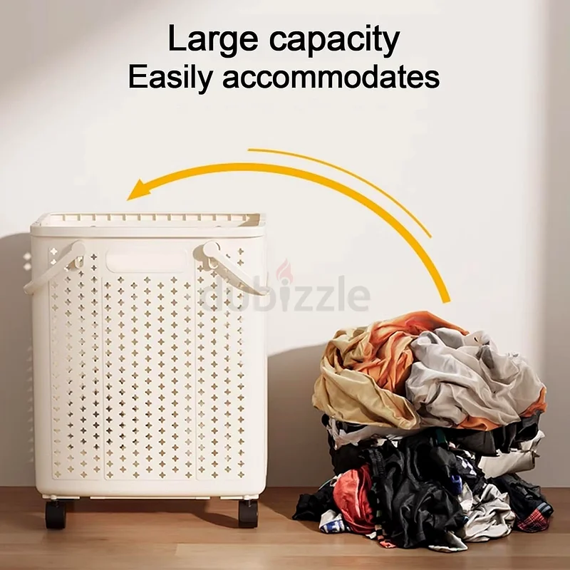 2238 - Narrow Laundry Basket with Wheels and Handle, 40L Slim Foldable Laundry Hamper for Apartment, Gym63182262786562113