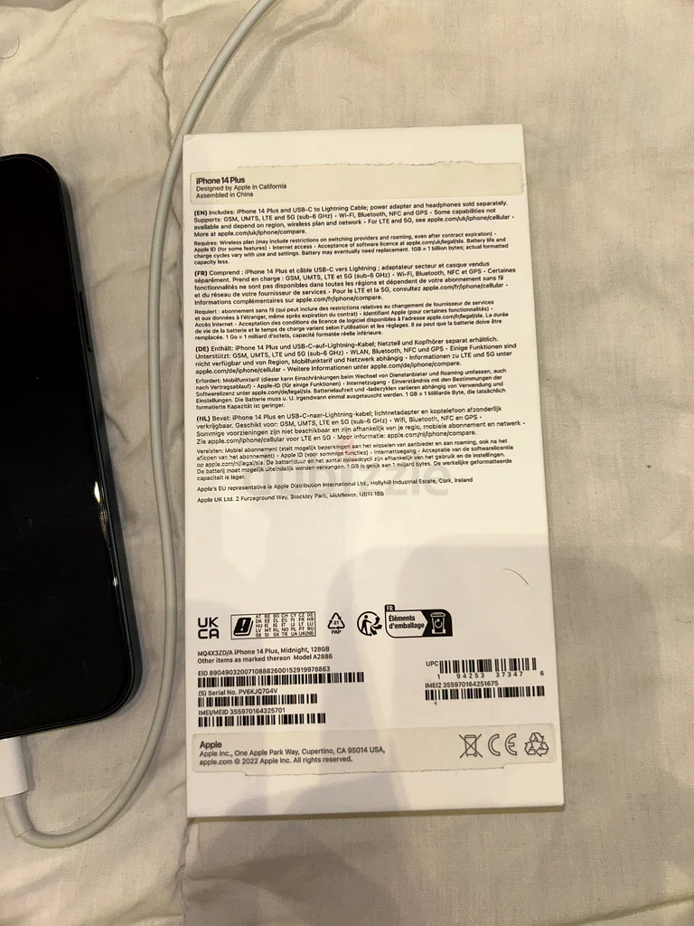 iPhone 14 Plus – 128GB – Black – Perfect Condition - Battery life 100%63209346143619111