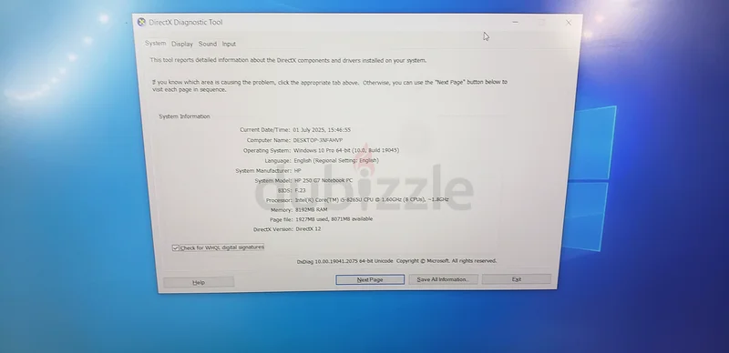 حاسوب محمول HP 250 G7، معالج إنتل كور i5، الجيل الثامن، مع ضمان، 8 جيجابايت، 256 جيجابايت SSD63167579387266111