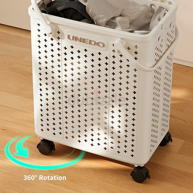 2238 - Narrow Laundry Basket with Wheels and Handle, 40L Slim Foldable Laundry Hamper for Apartment, Gym63182262786562114