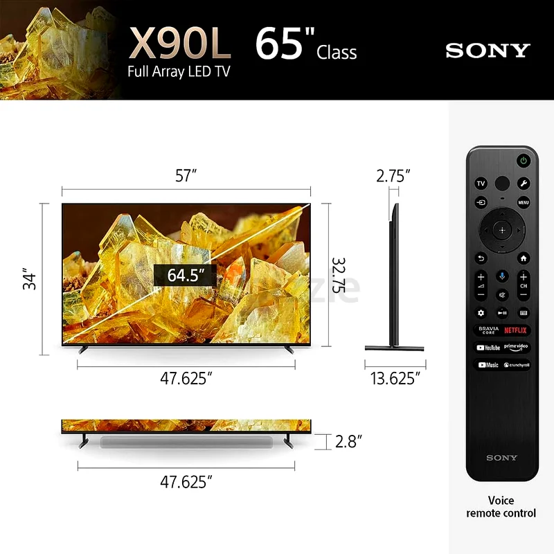 تليفزيون سوني برابيا 65 بوصة، موديل X90L، دقة 4K XR مع مصفوفة كاملة، تلفاز ذكي بنظام جوجل، 120 هرتز63164784413569112