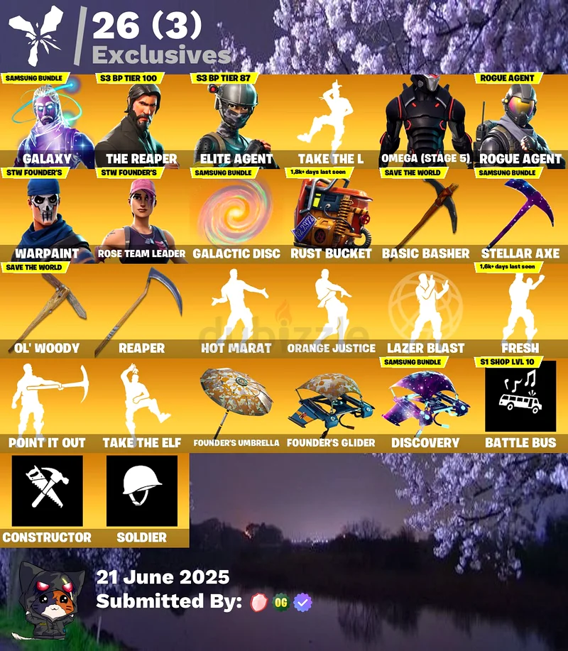 OG Exclusive Fortnite account + Galaxy + The reaper + Fresh emote63228834953731111