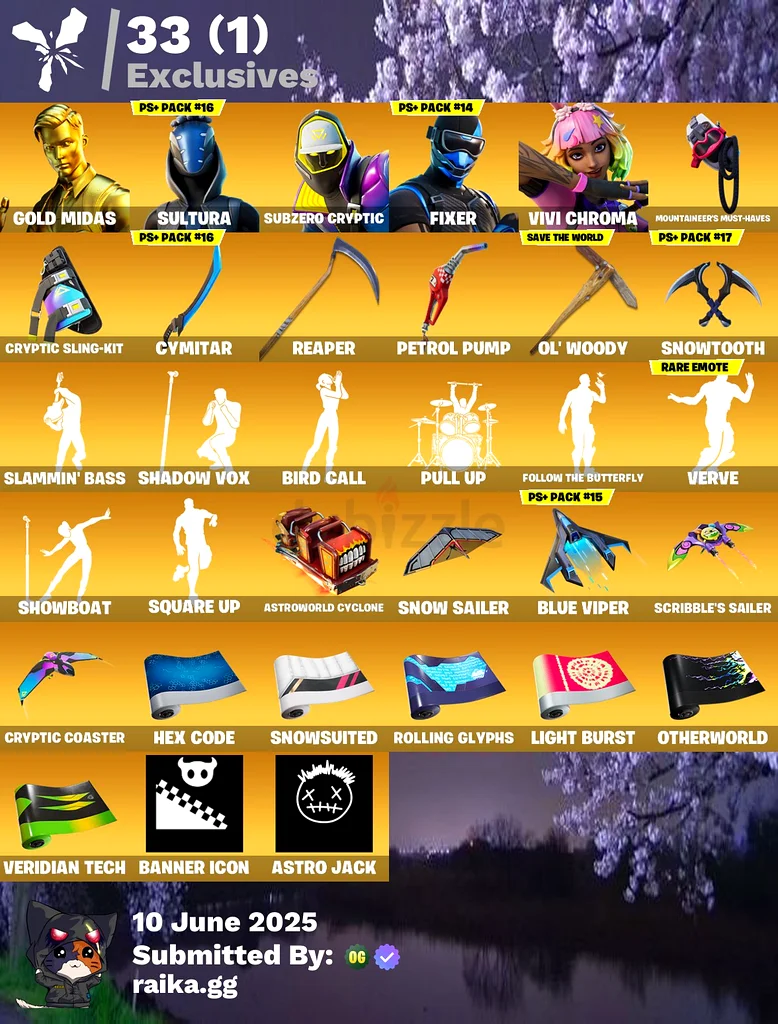 Stacked fortnite account + PSN exclusives63228311394946111