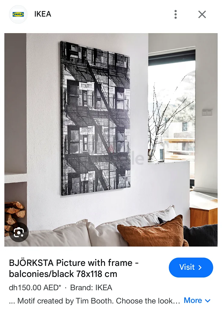 ملصق إيكيا BJÖRKSTA صورة بإطار - شرفات/أسود 78×118 سم63222339739521112
