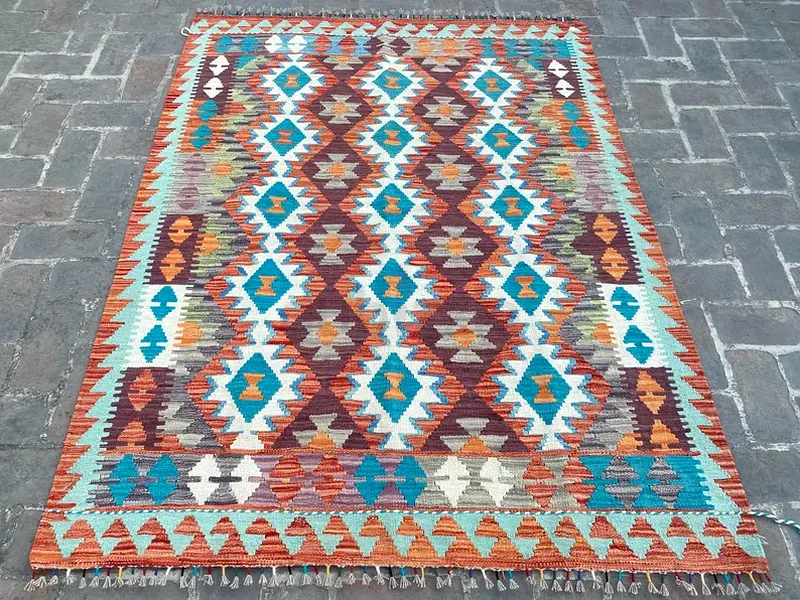 154 × 200 سم | سجادة كليم تركمانية يدوية جديدة وجميلة63183722888705112