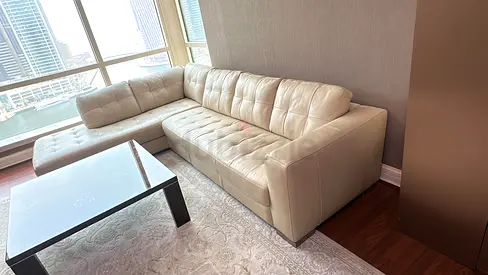 Natuzzi Italian pure leather L Shape Sofa beige