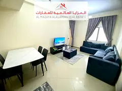 For monthly rent - fully furnished two-bedroom apartment - Sharjah - Al Taawun - with internet