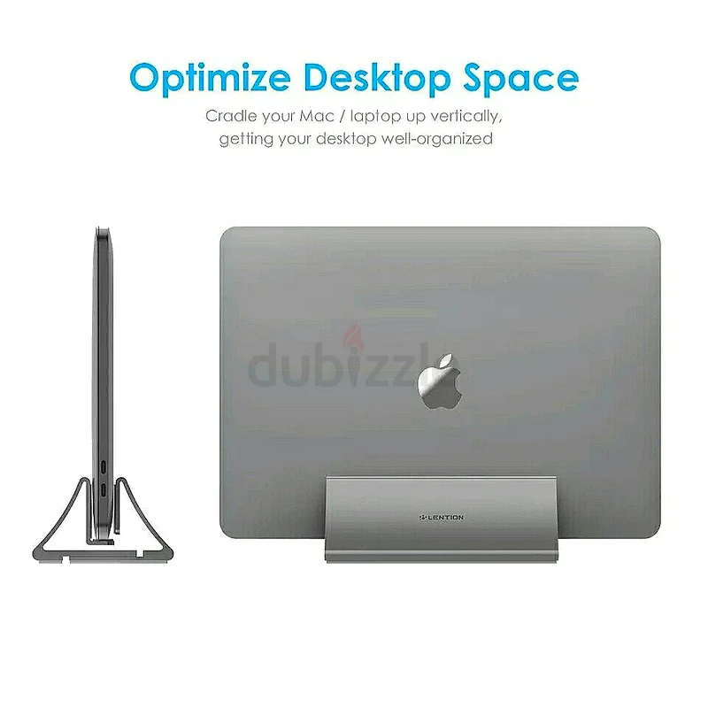 حامل سطح مكتب رأسي من الألومنيوم لتوفير المساحة من LENTION، متوافق مع MacBook Air/Pro 13 و1563256063986433114