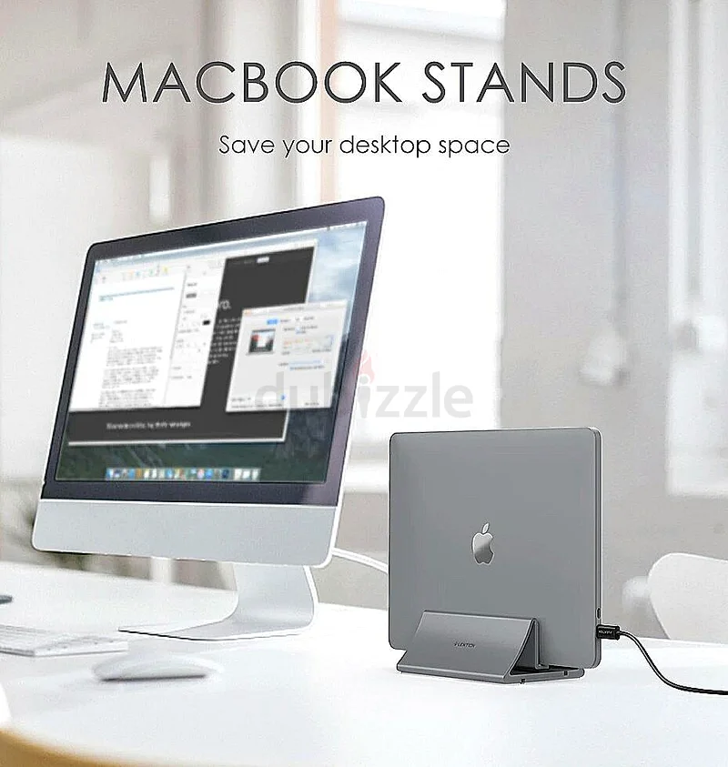 حامل سطح مكتب رأسي من الألومنيوم لتوفير المساحة من LENTION، متوافق مع MacBook Air/Pro 13 و1563256063986433112