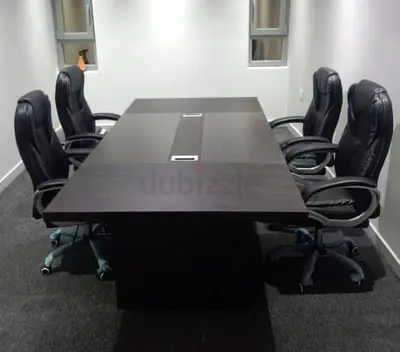 Stylish Black Conference Table with Comfortable Executive Chairs
