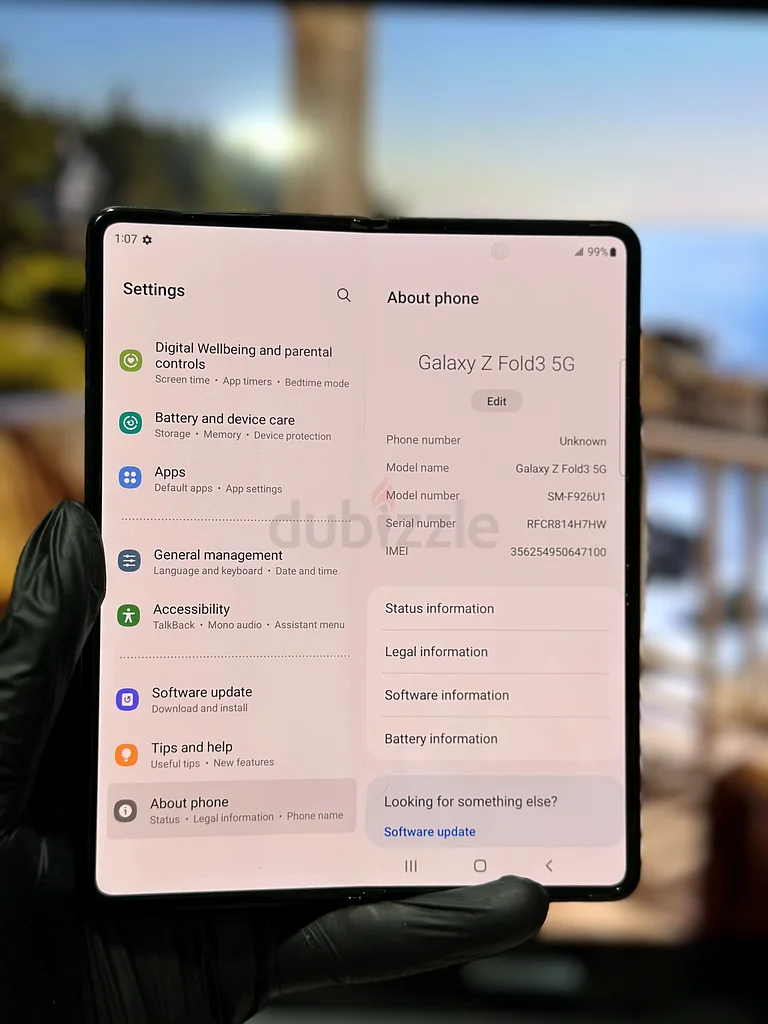 سامسونج فولد 3 بذاكرة 12 جيجابايت و256 جيجابايت، مستخدم قليلاً63217826398978114