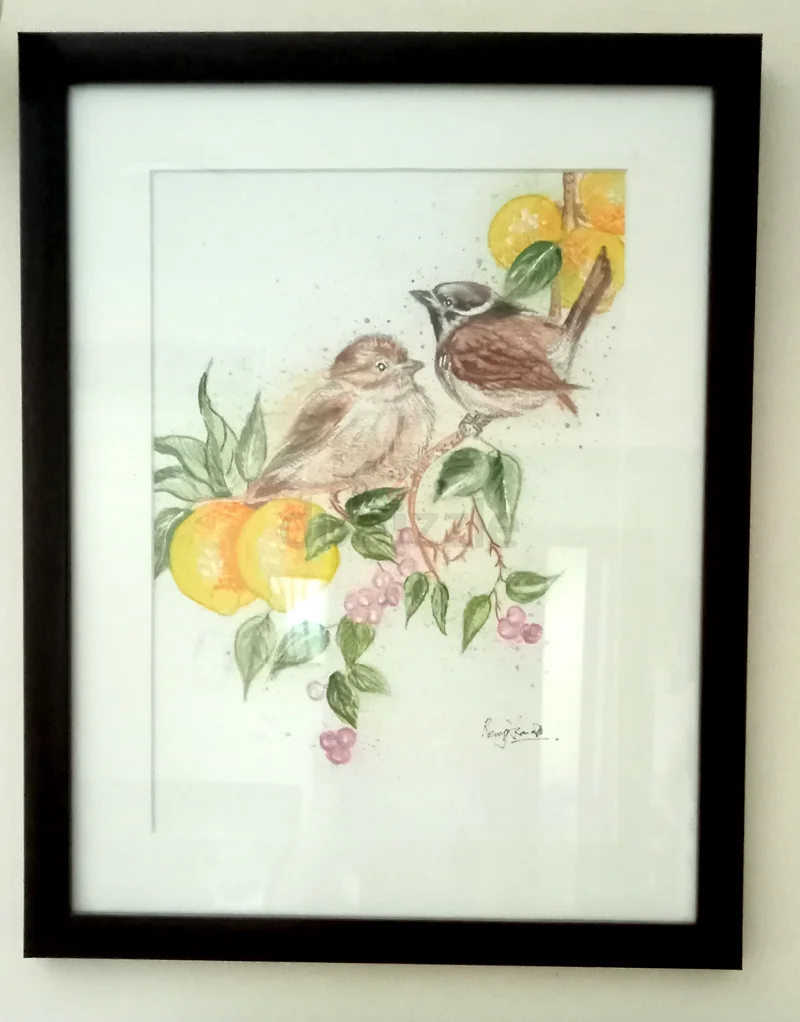 Direct from the Artist - a Charming Framed Bird Watercolor Original - for Your Wall63223850661763110