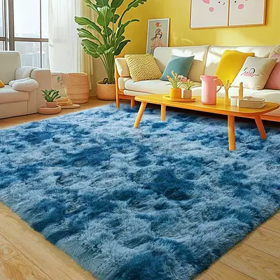 Luxurious Blue Shaggy Area Rug - Elevate Your Living Space!