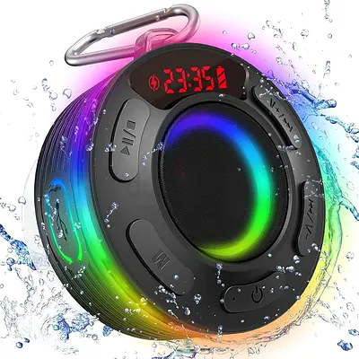 Bluetooth Shower Speaker, Portable Bluetooth Speaker 360 HD Surround Sound, IPX7 Waterproof Wireless