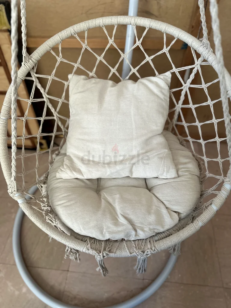 Handwoven Swing Cotton Rope Hanging Chair with Large Cushion | Swing63186753243138112