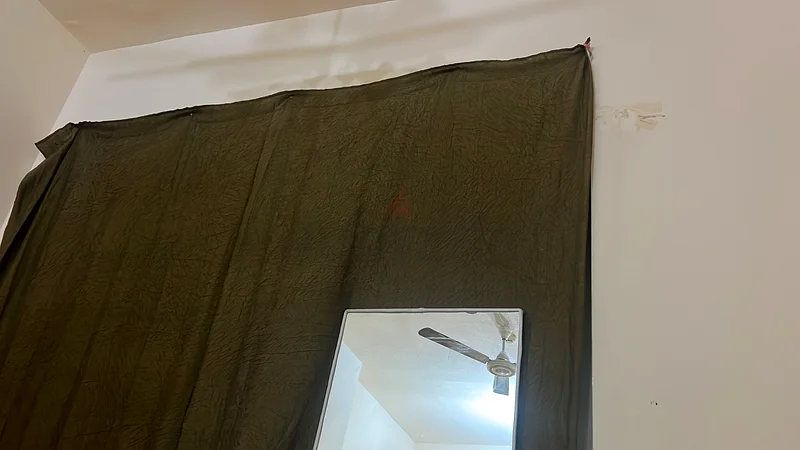 Chic Olive Green Curtain with Modern Mirror Setup 2 curtains632208209811221118