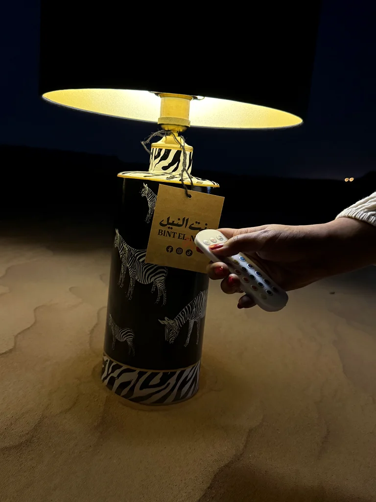 Handmade Stylish Zebra Print Table Lamp - Rechargeable, Cordless, Remote Control63219828868993113