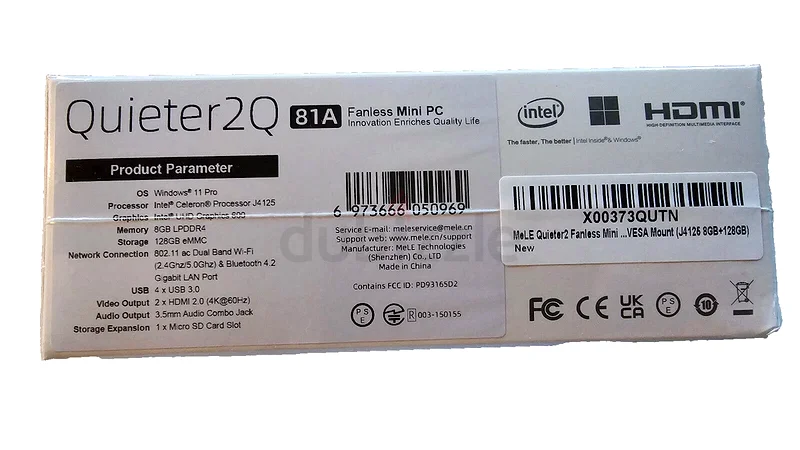 جهاز حاسوب صغير MeLe Quieter2D بشريحة Intel Celeron ونظام Windows 11 Pro63256063998722112