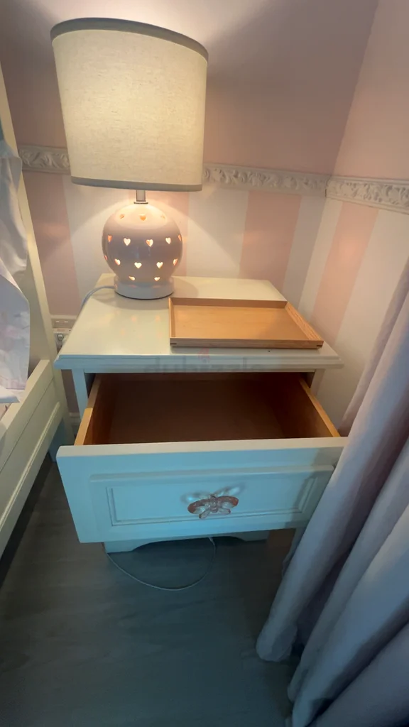 Charming White Nightstand with Butterfly Handle63186756365953112