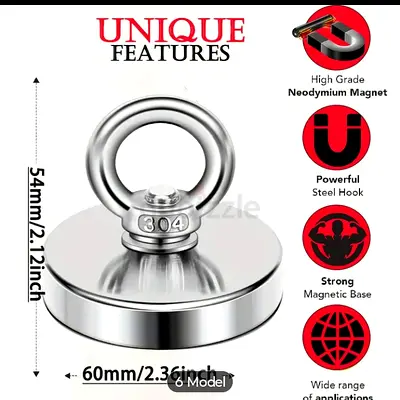 Powerful Neodymium Fishing Magnet with Steel Hook - Ultimate Strength!