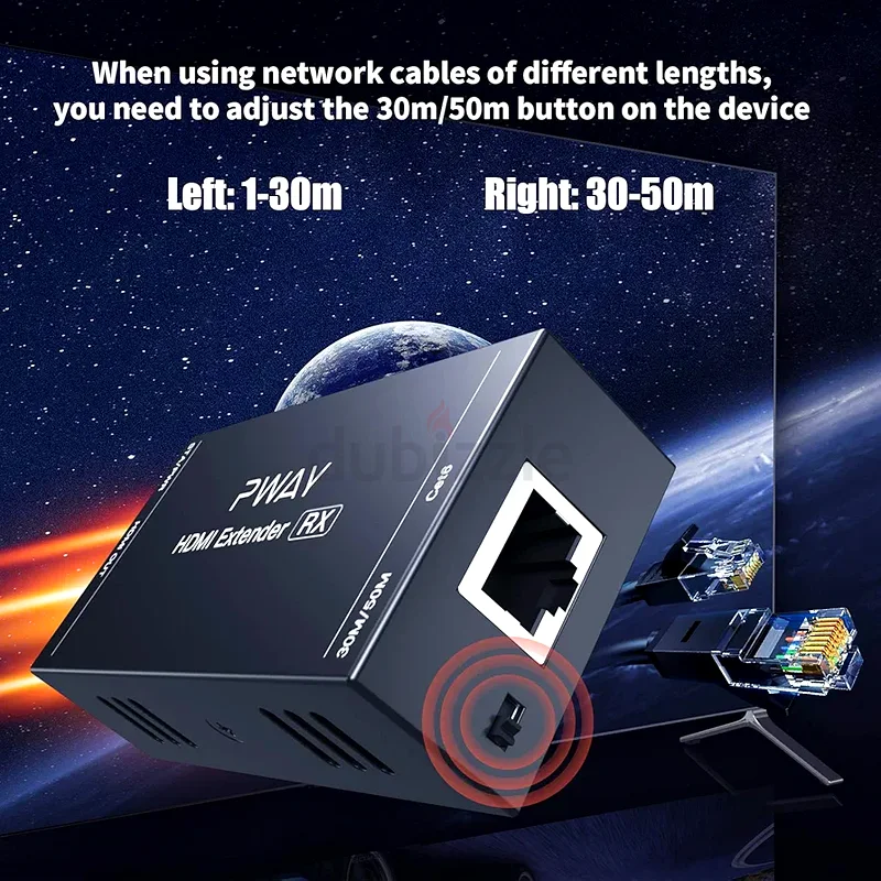 PWAY PW-HT202P(POC) HDMI Extender 165ft/50m Lossless Transmission Over Single Cat5e/6 Full HD 1080P63260217314051112