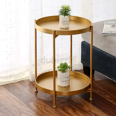 Tier Round Side Table, 15.7 Inch Folding Coffee Table with Removable Tray, Outdoor Side Table