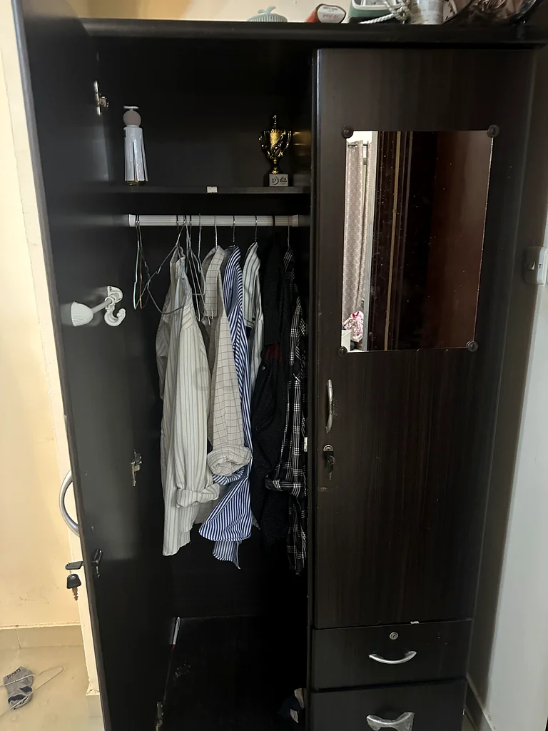 Stylish Wooden Wardrobe with Mirror - Perfect for Your Bedroom!63216828717314112
