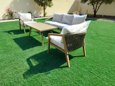 Rope Beige Stylish Outdoor Patio Furniture Set - Modern  Comfortable