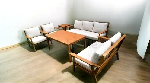 Aluminium Sofa Set For Outdoor Wood Color