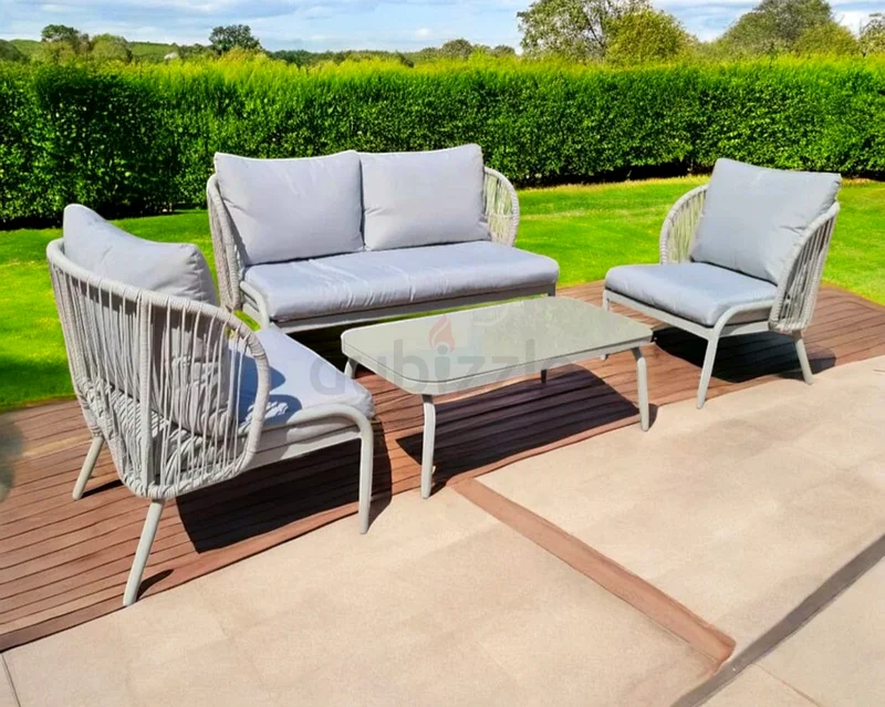 Beautiful Rope Design Light Grey Garden Sofa Outdoor Sofa Set63220328148866112