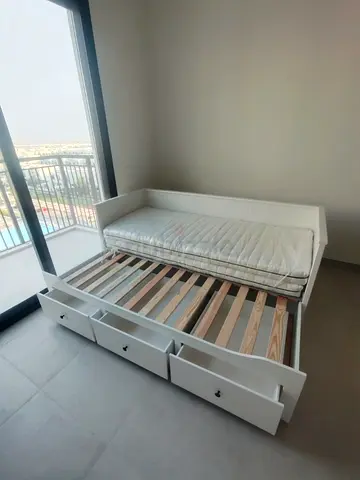 IKEA Hamnes Day bed with 3 storage drawers underneath and with 2 IKEA mattresses