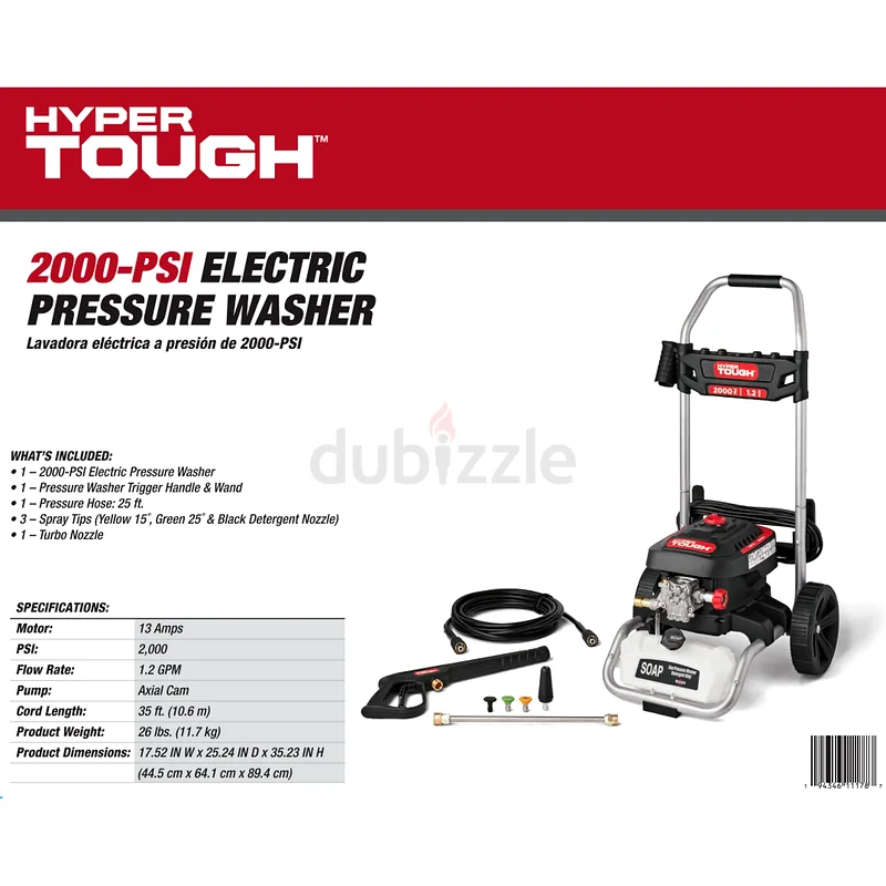Hyper Tough 2000 PSI at 1.2 GPM 120 V Electric Powered Cold Water Pressure Washer63251899510658111
