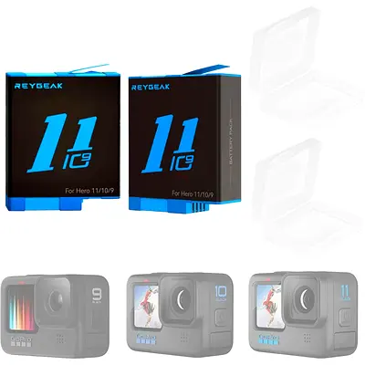 REYGEAK 2-Pack 1750mAh Battery Compatible for GoPro Hero 11 Hero 10 Hero 9 Black,