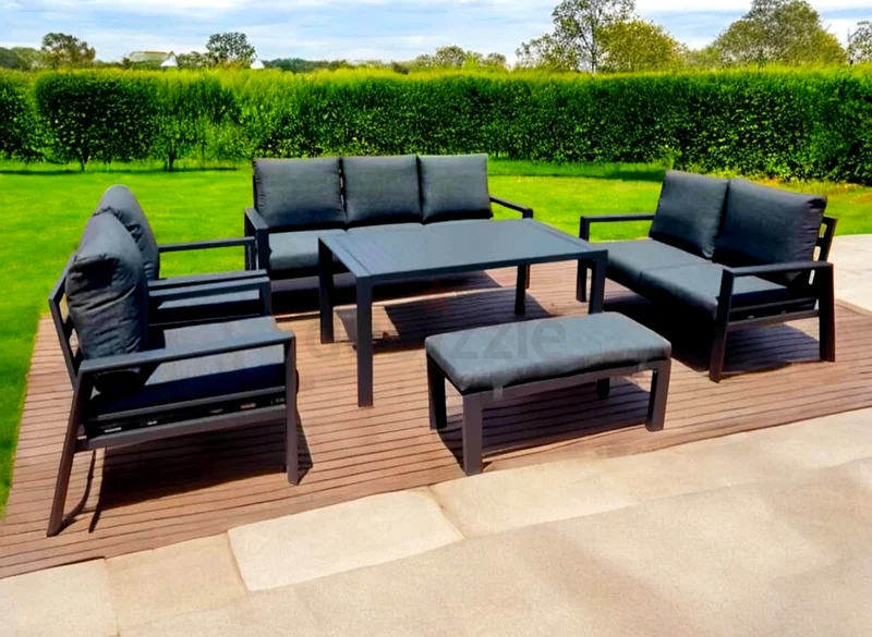 9 Seater Black Aluminium Garden Sofa Outdoor Sofa Set63220328174339111