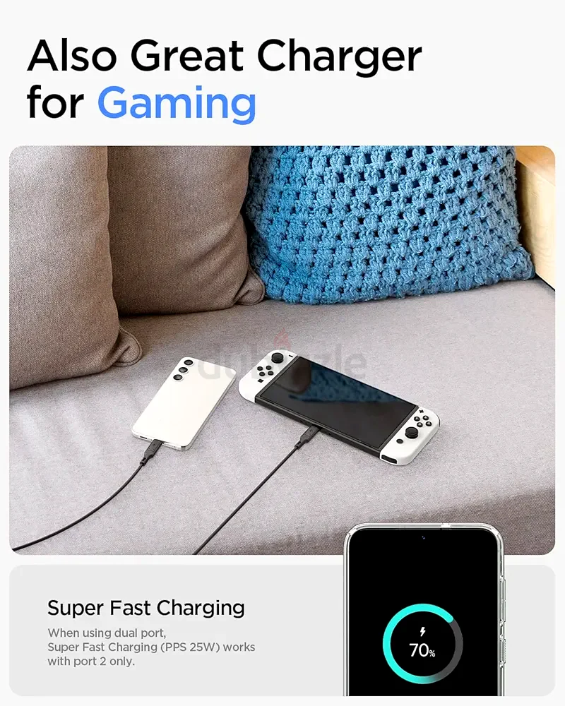 Spigen GAN 652 Total 65W 2 Ports GAN III Tech Dual USB C Charger - White63192100249219113