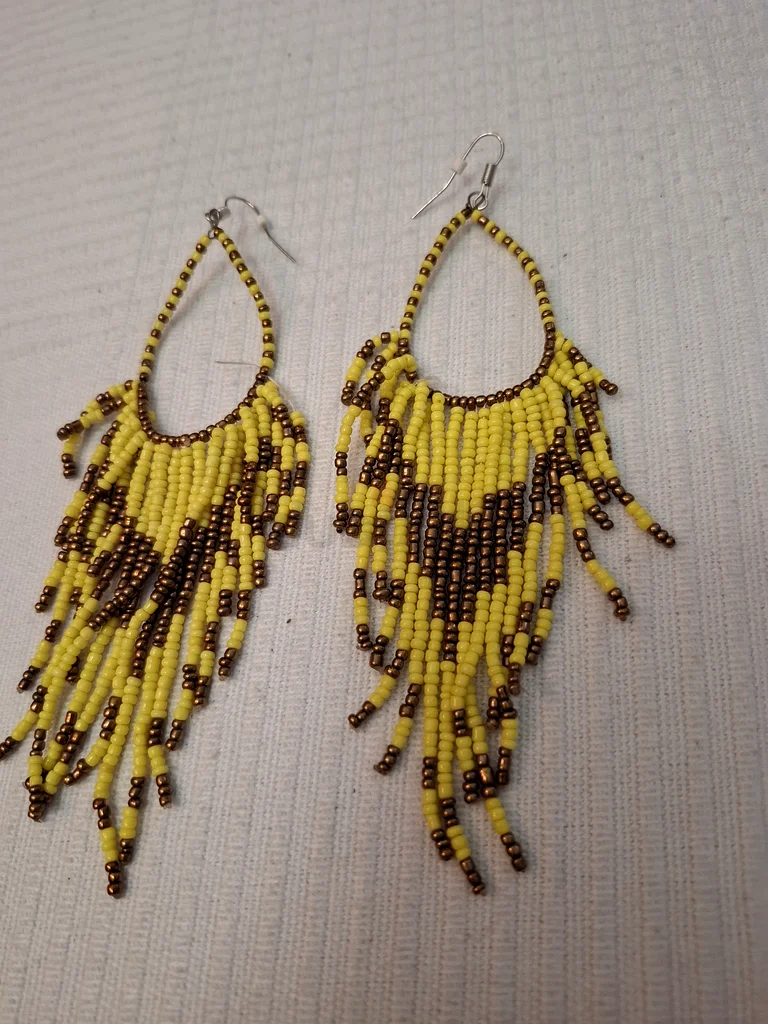 Bold Yellow Handmade Beaded Earrings63172683590785111