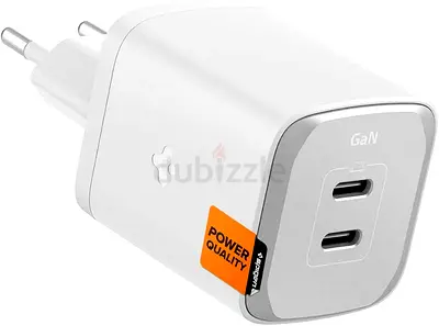 Spigen GAN 652 Total 65W 2 Ports GAN III Tech Dual USB C Charger - White