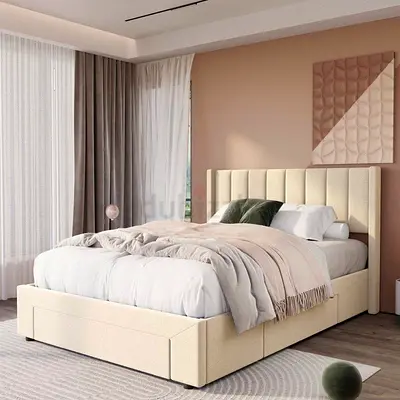 Elegant Upholstered Bed Frame with Storage