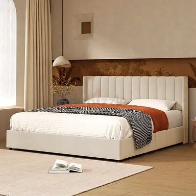 Stylish Modern Bed Frame in Elegant Beige