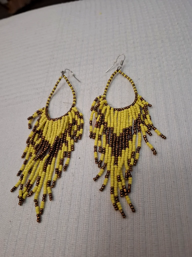 Bold Yellow Handmade Beaded Earrings63172683590785110