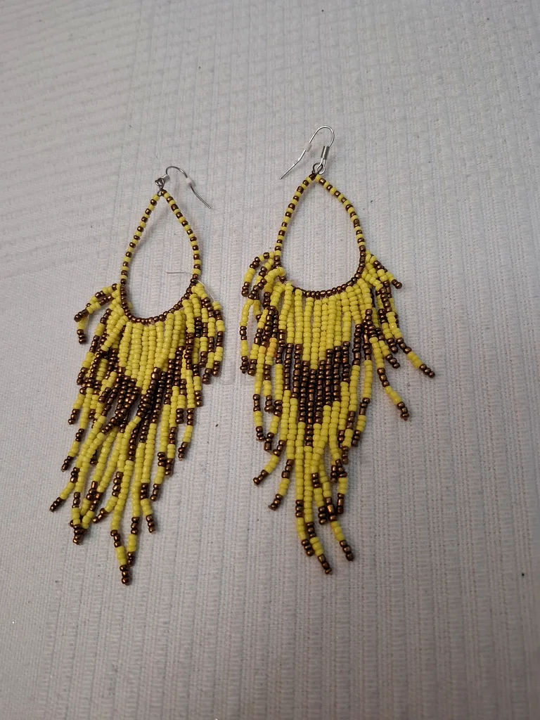 Bold Yellow Handmade Beaded Earrings63172683590785112