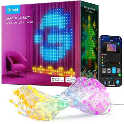 Govee Curtain Lights, Smart LED Curtain Lights, Color Changing Wall Lights, Dynamic DIY Curtain